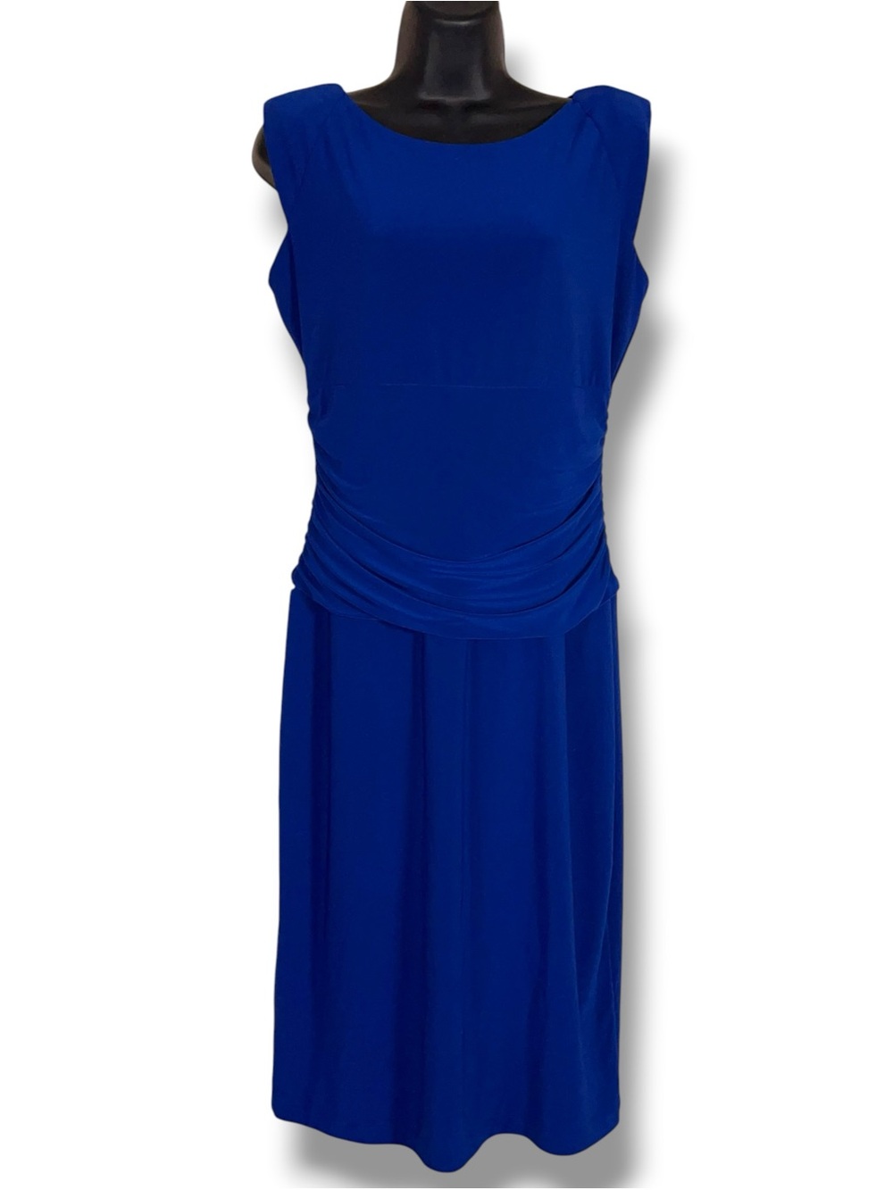 Size 8 Nine West Royal Blue Event Party Dress Sleeveless Stretch Draped Evening